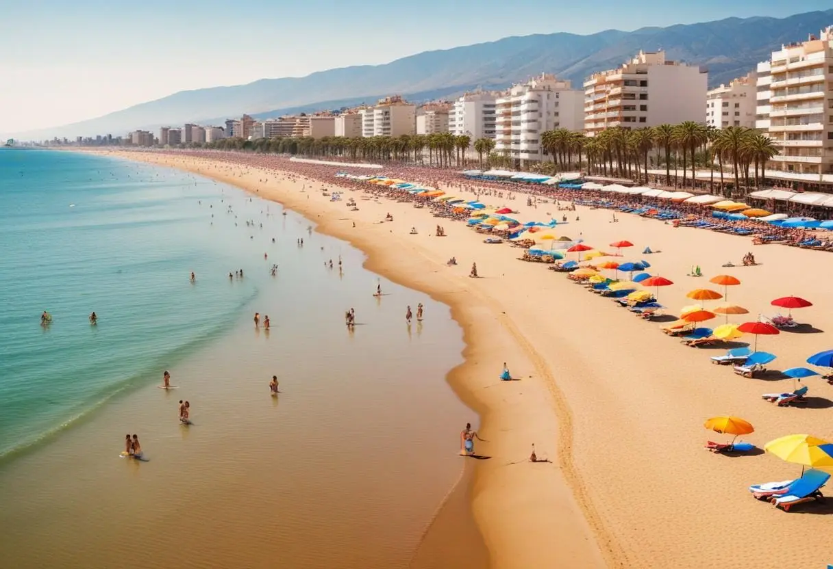 Upptäck sköna Torremolinos strand och dess glädjeämnen illustration
